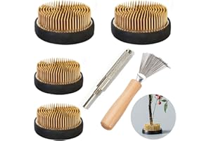 KUNNKU Rubber Material Circular Flower Frogs - 6 Piece Floral Arrangement Starter Kit Metal Flower Arranger Tool Japanese Flower Holder Includes Floral Frog Pin Orthotics and Cleaning Rake