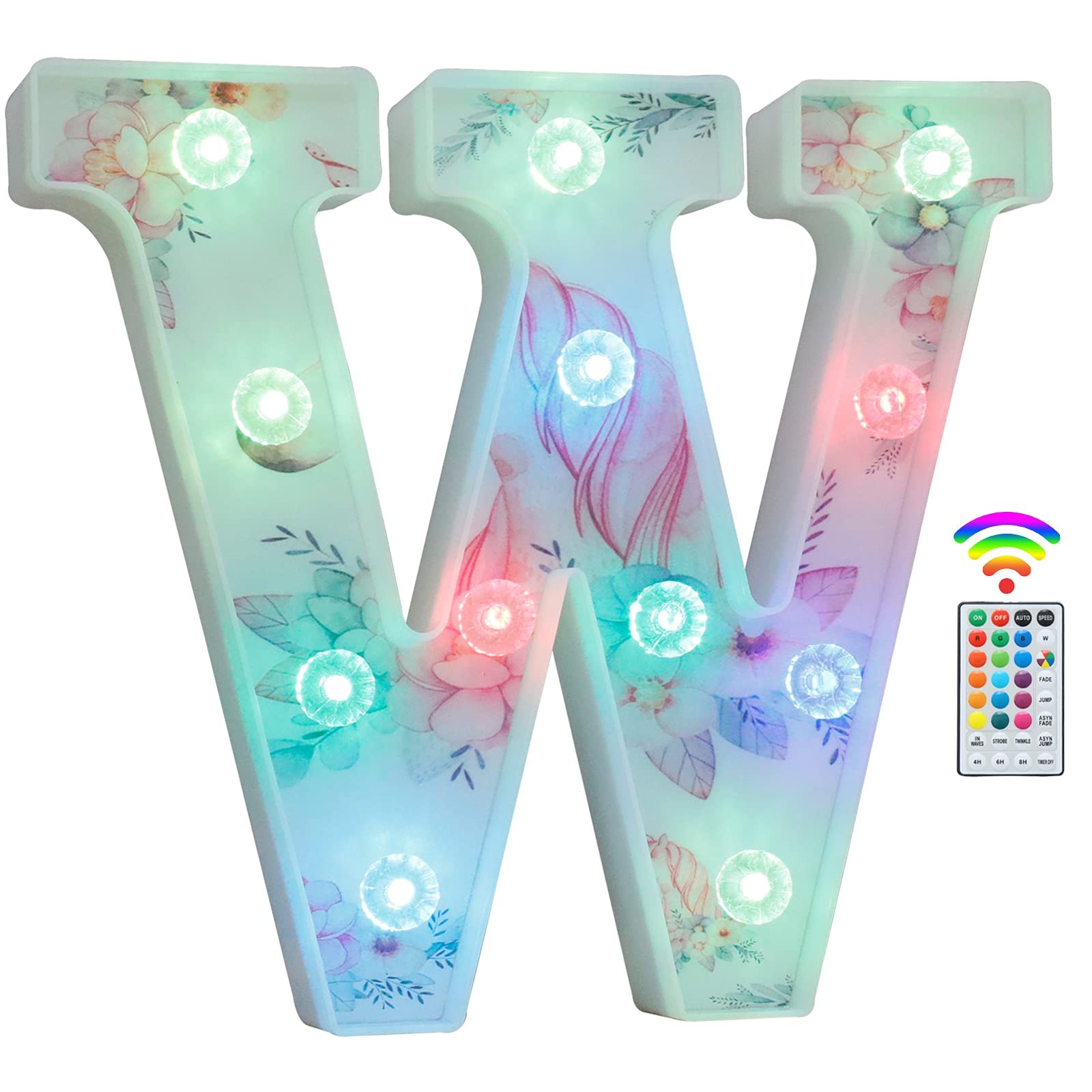 Unicorn Light Up Letters, LED Letter Lights 18 Color Changing Diamond Alphabet Sign Unicorn Gifts for Girls Women Party Birthday Decorations Remote Night Light Christmas Valentine Wall Table Decor - W