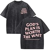 Wrenpies Christian Faith Shirts for Men Jesus God Bible Verse Inspirational Religious Graphic Tees Acid Wash Vintage Tshirt