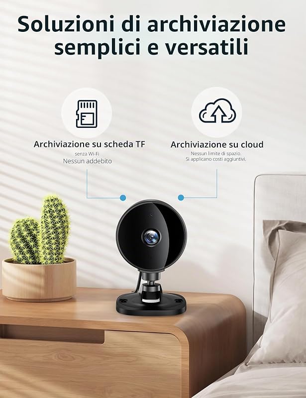 Telecamera Wi-Fi Interno, 1080P FHD Videocamera Sorveglianza per Neonati/Animali con Rilevamento Movimento e Sonoro AI, Visione Notturna, Audio Bidirezionale, Alexa e Google Home,2-pack