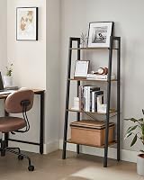 VASAGLE Ladder Shelf 4-Tier Industrial Bookshelf Rustic Brown Black LLS44X view 2