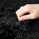 AMEHA Small Shaggy Rug 50x80 cm Black Soft Non Slip Bedroom Accent Carpet view 3