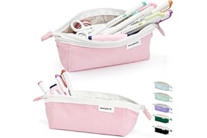 SPACEMATE Pencil Case Pouch Bag School Supplies for Girls, Cute Aesthetic Corduroy Pen Case, Simple Large Big Capacity Zipper Stationery Bag for Women Teen Adults, Pink, 1200ml