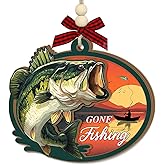 Gone Fishing Christmas Ornament 2025 - Wooden Fish Ornaments for Christmas Tree, Fishing Gifts for Men, Dad, Husband, Grandpa - Fisherman Christmas Decoration, Outdoor Sports Gift Ideas