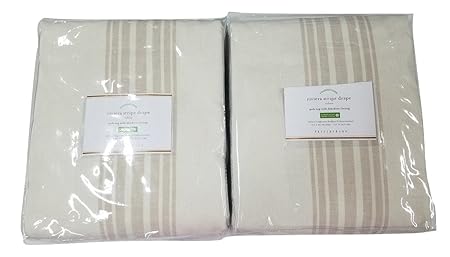 Pottery Barn Set Of 4 Riviera Stripe Drapes Sandlwood 50x96