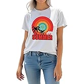 AiMgFUN Women's Summer Graphic T-Shirts,Stylish Short Sleeve Tee, Trendy Printed Casual Top,Comfortable Everyday Wear