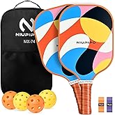 niupipo Pickleball Paddles Set of 2/4, USAPA Approved Lightweight Pickleball Rackets, Durable Fiberglass Surface with Polypropylene Honeycomb Core, Cushion Grip and Carry Bag