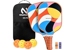 niupipo Pickleball Paddles Set of 2/4, USAPA Approved Fiberglass Surface Lightweight Pickle Ball Rackets with Honeycomb Core, 2 Indoor and 2 Outdoor Balls, 1 Carrying Bag for Beginner, Men, Women