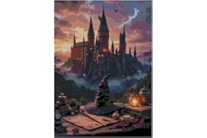 TCDZMYGS Magic Castle Stamped Cross Stitch Kits for Beginners Adults,Patterns Dimensions Needlepoint Art Crafts,Counted Cross Stitch Kits Embroidery Kits for Beginners Adults for Home Decor 11.8x15.8 inch