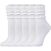 JORMATT Slouchy Socks for Women Cotton Boots Scrunch Slouch Crew Socks 5 Pairs