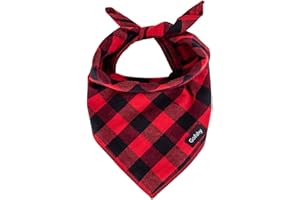 Gofshy Christmas Dog Bandana XLarge-Red Black Dog Scarf Buffalo Plaid Printing Adjustable Bib Handkerchief Accessories for Large Dogs (XL)