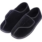 LongBay Men's Memory Foam Diabetic Slippers Comfy Warm Plush Fleece Arthritis Edema Swollen House Shoes