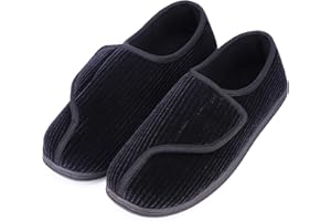LongBay Men's Memory Foam Diabetic Slippers Comfy Warm Plush Fleece Arthritis Edema Swollen House Shoes