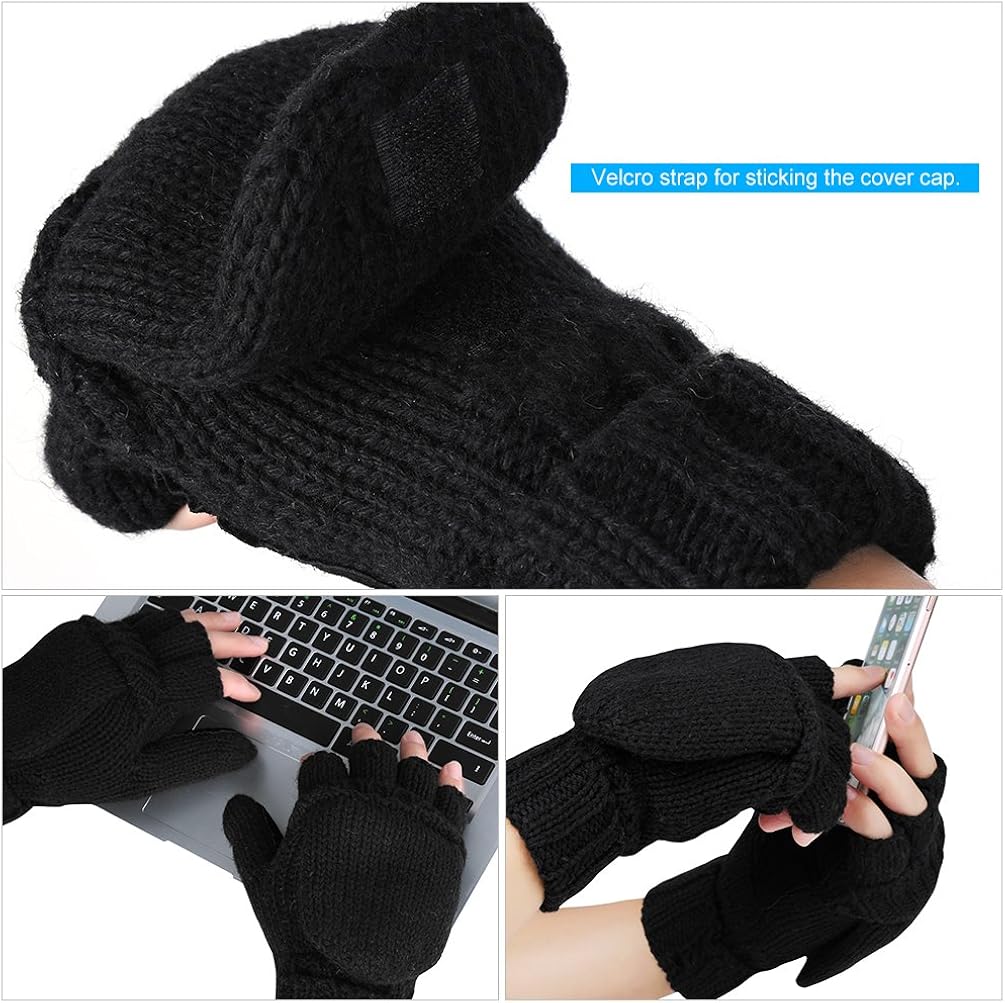 VBIGER Winter Gloves Warm Wool Mittens With Mitten Cover at  Men’s Clothing store