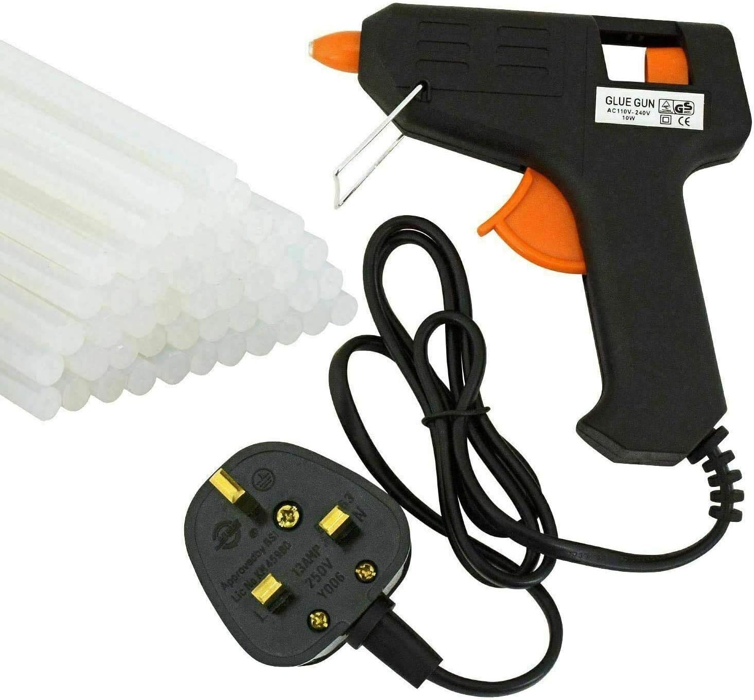 Glue Gun Mini Hot Melt Trigger Electric Adhesive DIY Crafts 10 Free Glue Sticks 10Watt, Black