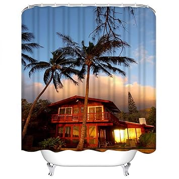 Amazon Com Wesbin Shower Curtain Set Sunrise Reflects Into The