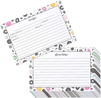 Rezeptkarten 60 Stuck Doppelseitige Kuchenrezept Notizkarten Mit Blumenmotiven 10 2 X 15 2 Cm Amazon De Garten