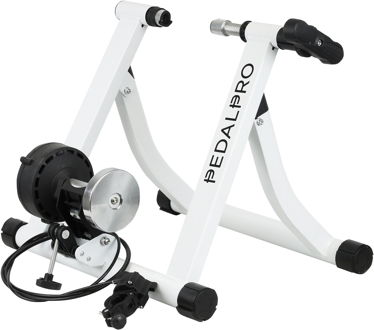 PedalPro MK II Adjustable Magnetic Bicycle Turbo Trainer - White