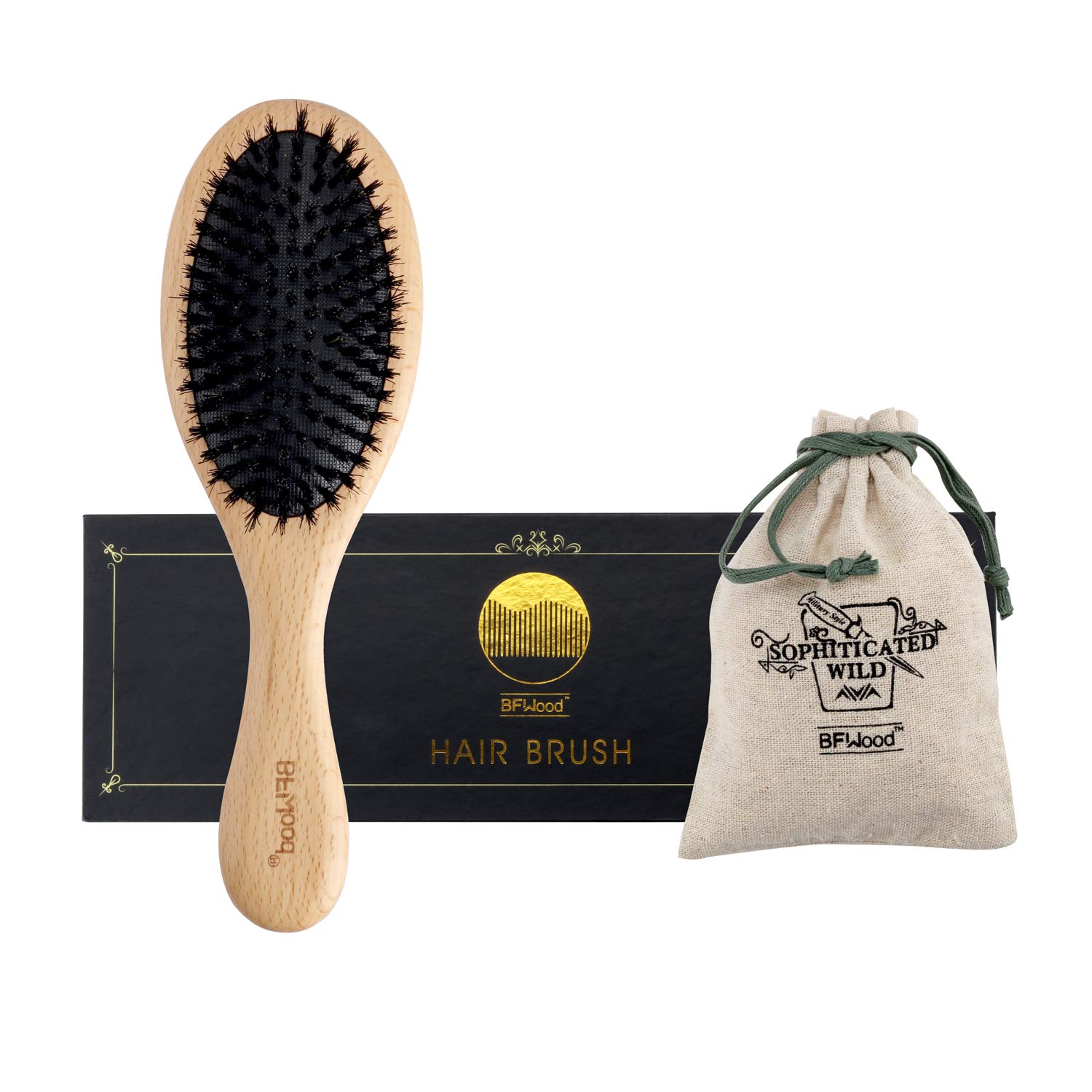 BFWood Pure Soft Boar Bristle Hair Brush for Fine Thin Hair Buy
