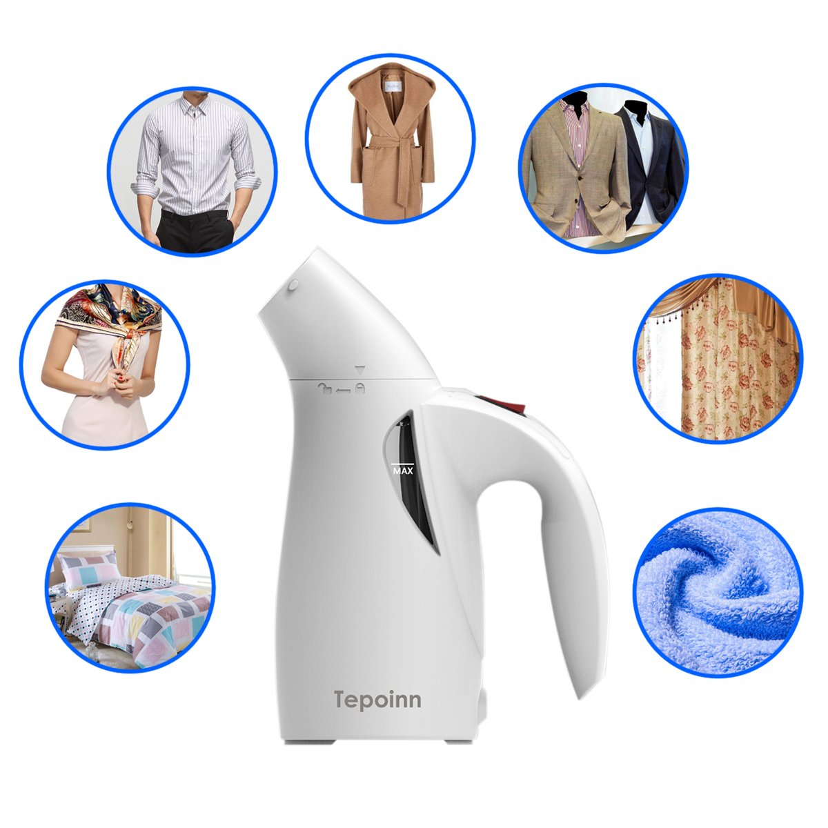 Tepoinn Clothes Steamer for Travel Garment Steamer Portable Fabric Steamer (one gear)