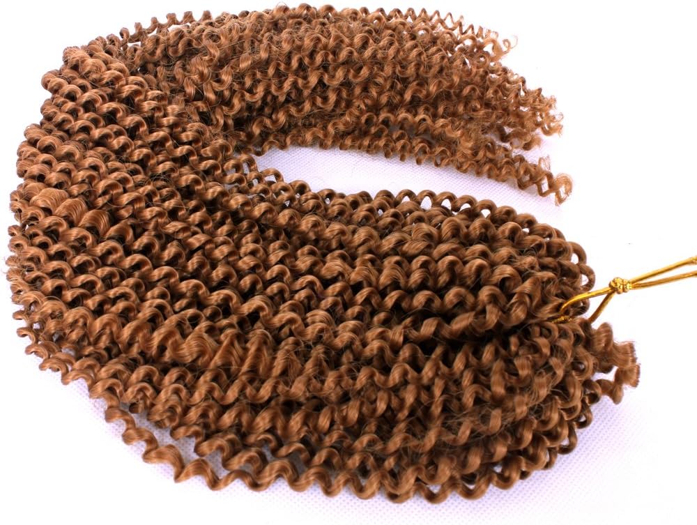 Furice 18 Inch Brown Water Wave Curly Hair Extensions Synthetic Braiding Hair (18 Inch, 27)