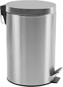 Estilo Round Brushed Stainless Steel Step Trash Can 5L - Fingerprint Resistant