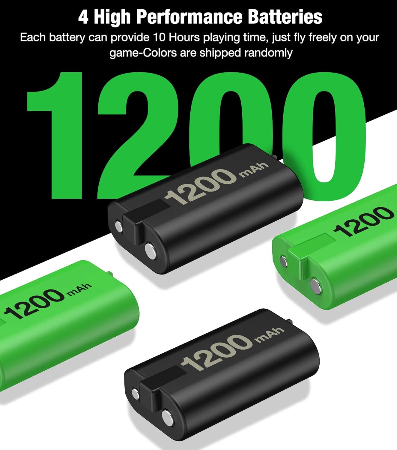 Rechargeable Battery Pack with Charger for Xbox Series X|S,Charger for Xbox One Controller Battery Pack with 4x1200mAh Batteries,Rechargeable Battery Pack for XSX|S/X1/One S/One X/One Elite Controller: Electronics