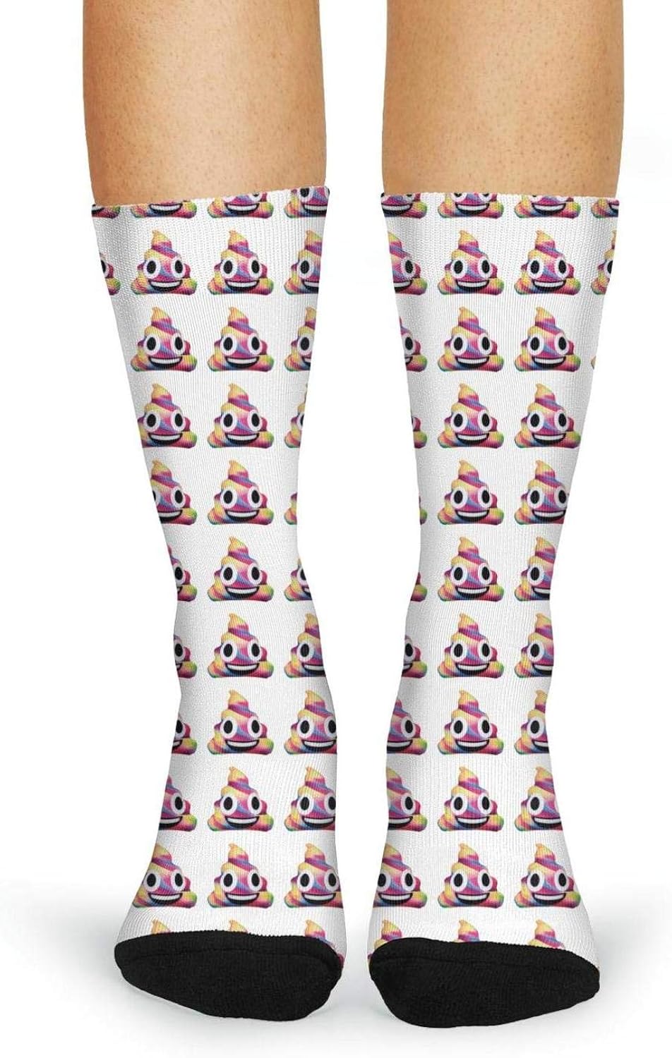 Women's Crew Socks Rainbow Poop Emoji Casual sporty Cotton Knee High