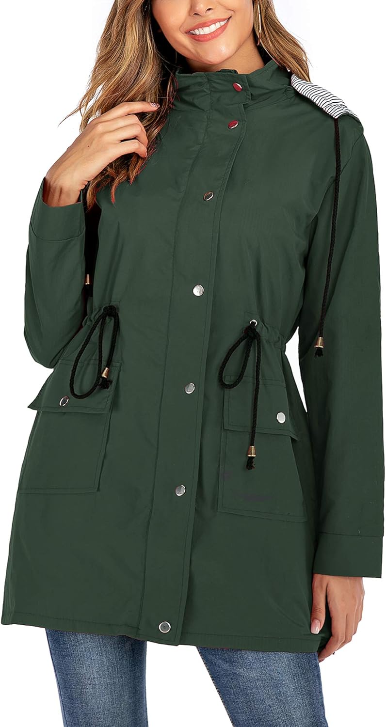 ladies waterproof trench coat with hood