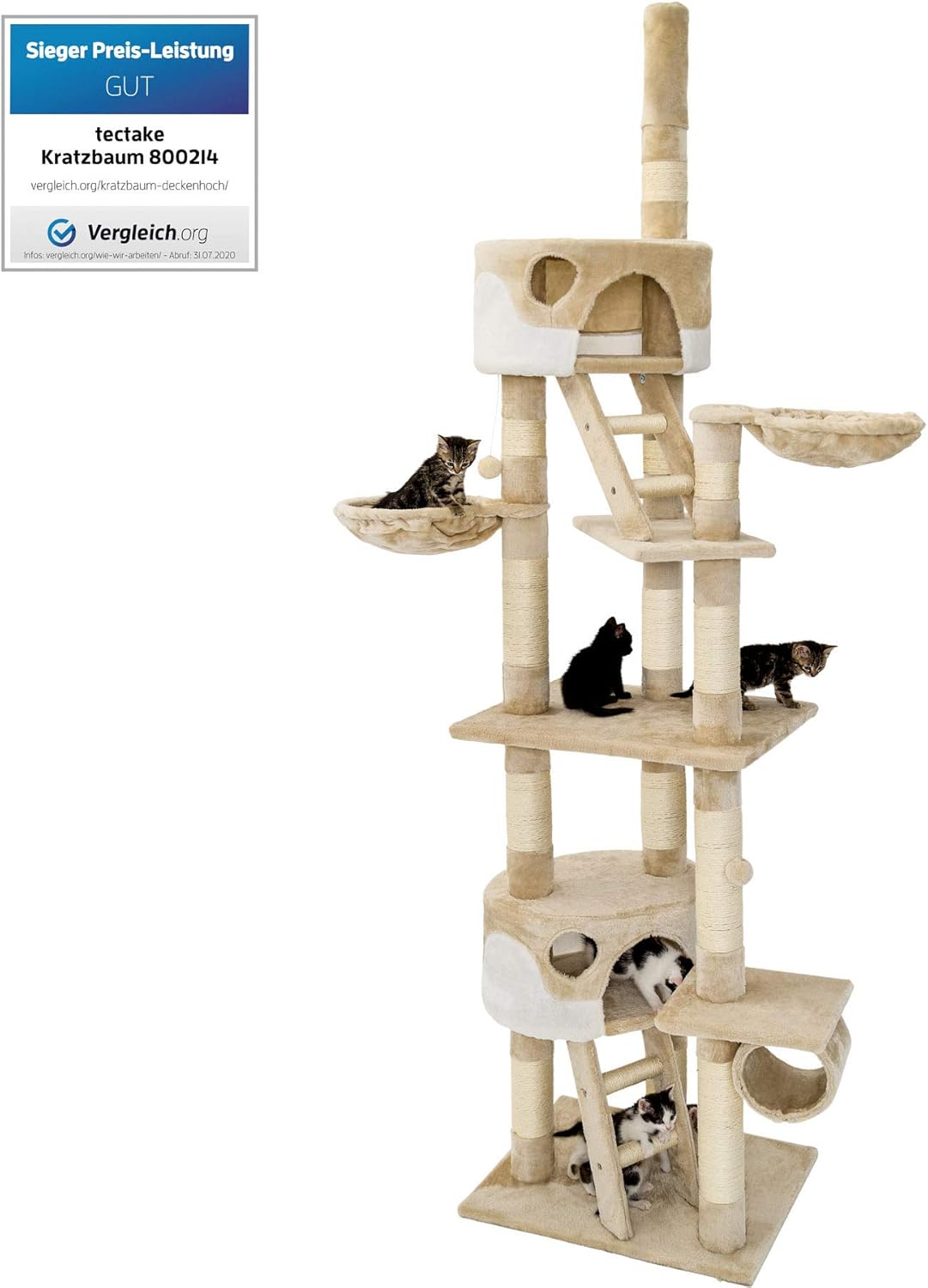 Tectake Arbre A Chat Xxl Grattoir Avec Differents Elements Hauteur Env 240 260cm Diverses Couleurs Au Choix Beige Blanc No Amazon Fr Sports Et Loisirs