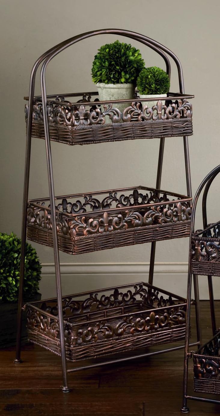 3-Tier Square 38"H Rattan Basket Display Stand