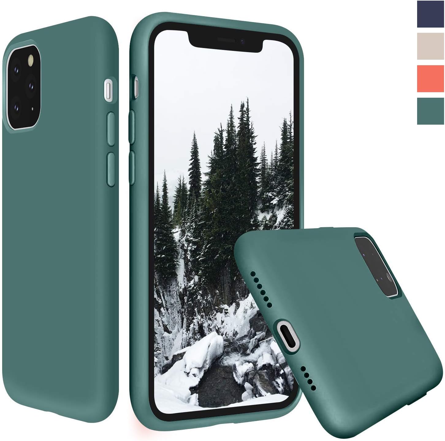 Liquid Silicone iPhone 11 Pro Max Case Silky Touch Full Protective with Microfiber Cloth Lining Cushion Anti-Scratch for iPhone 11 Pro Max 6.5 inch (Dark Forest)