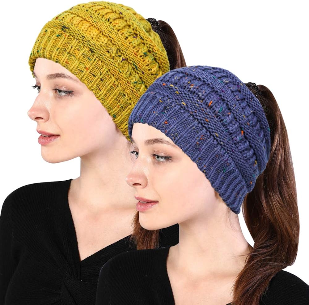 womens stocking cap with ponytail hole