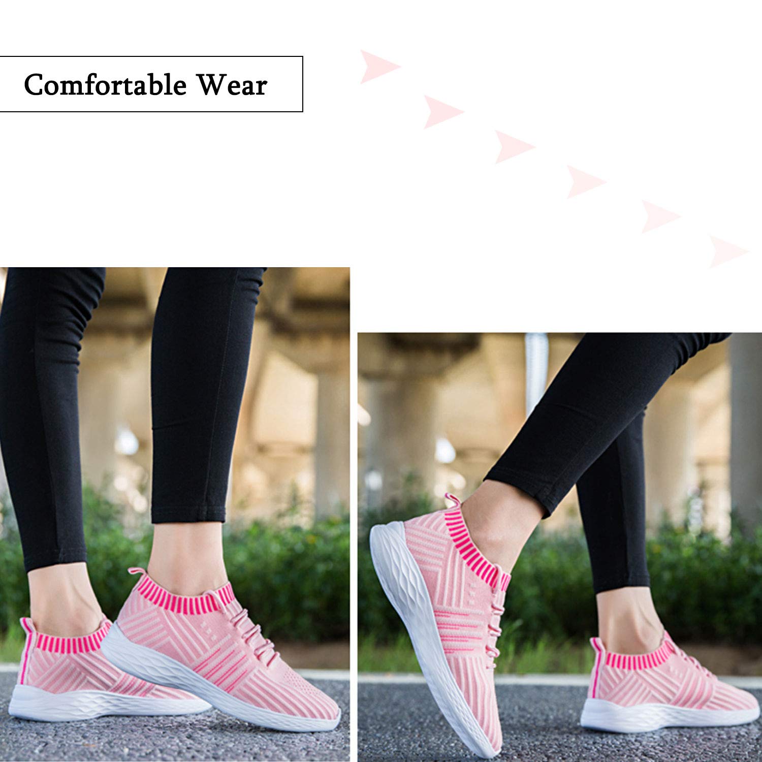 MARITONY Womens Walking Shoes, Slip on Sneakers, Lightweight Outdoor Casual Breathable Mesh Running Tennis Sneakers, Pink 38
