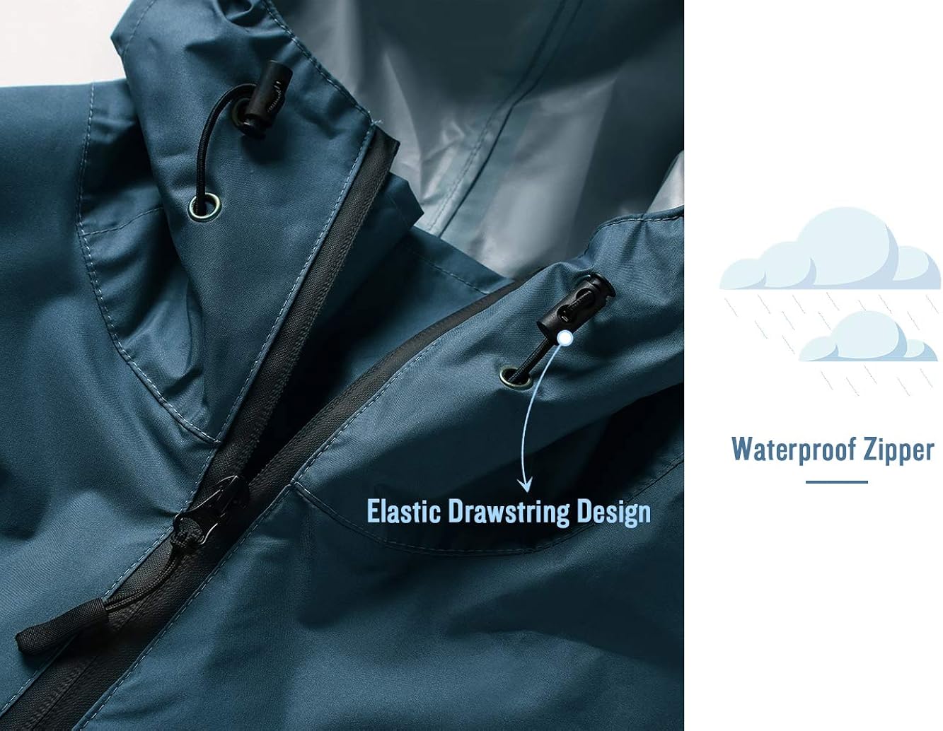 Waterproof Cycling Hiking Rain Poncho Coat for Women Men (Deep Blue): Clothing