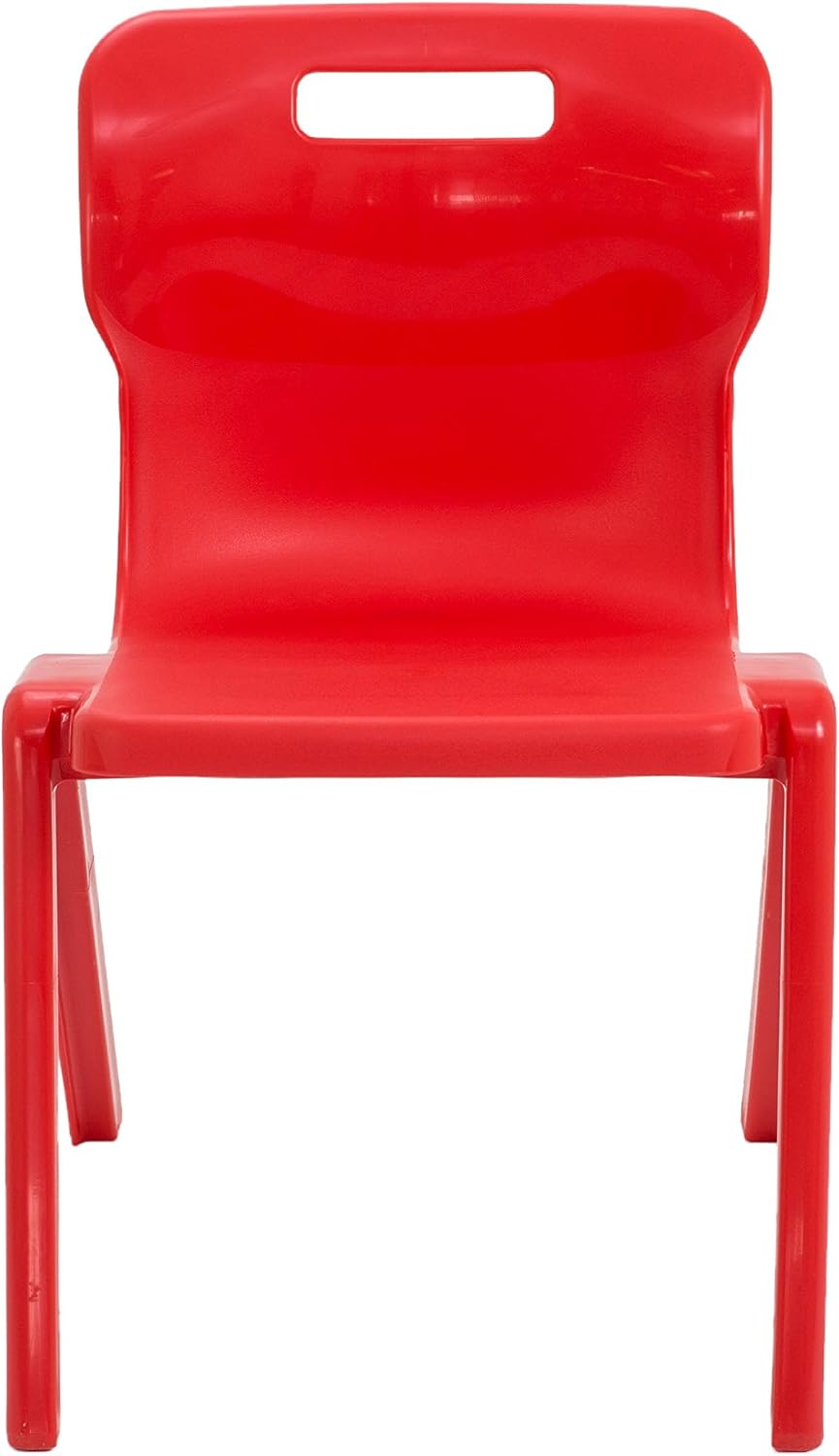 Titan One Piece Classroom Chair, Plastic, Red, Size 6 for Ages 13+ Years, Pack of 3 - Image 5
