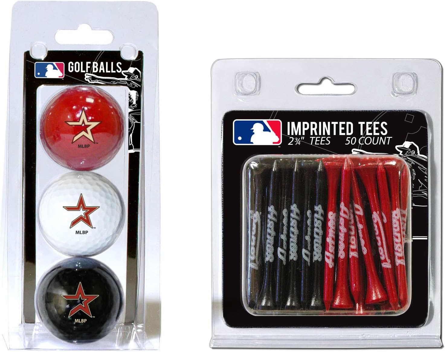 Team Golf MLB Houston Astros Logo Imprinted Golf Balls (3 Count) & 2-3/4" Regulation Golf Tees (50 Count), Multi Colored : Sports Fan Golf Balls : Sports & Outdoors