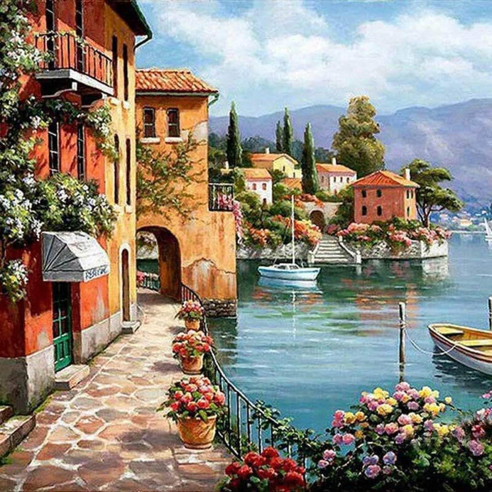 Paint by Numbers Kits for Adults and Kids Beginner, DIY Oil Painting with Brushes and Acrylic Pigment 16"x20"(Frameless) (Flowery Town)