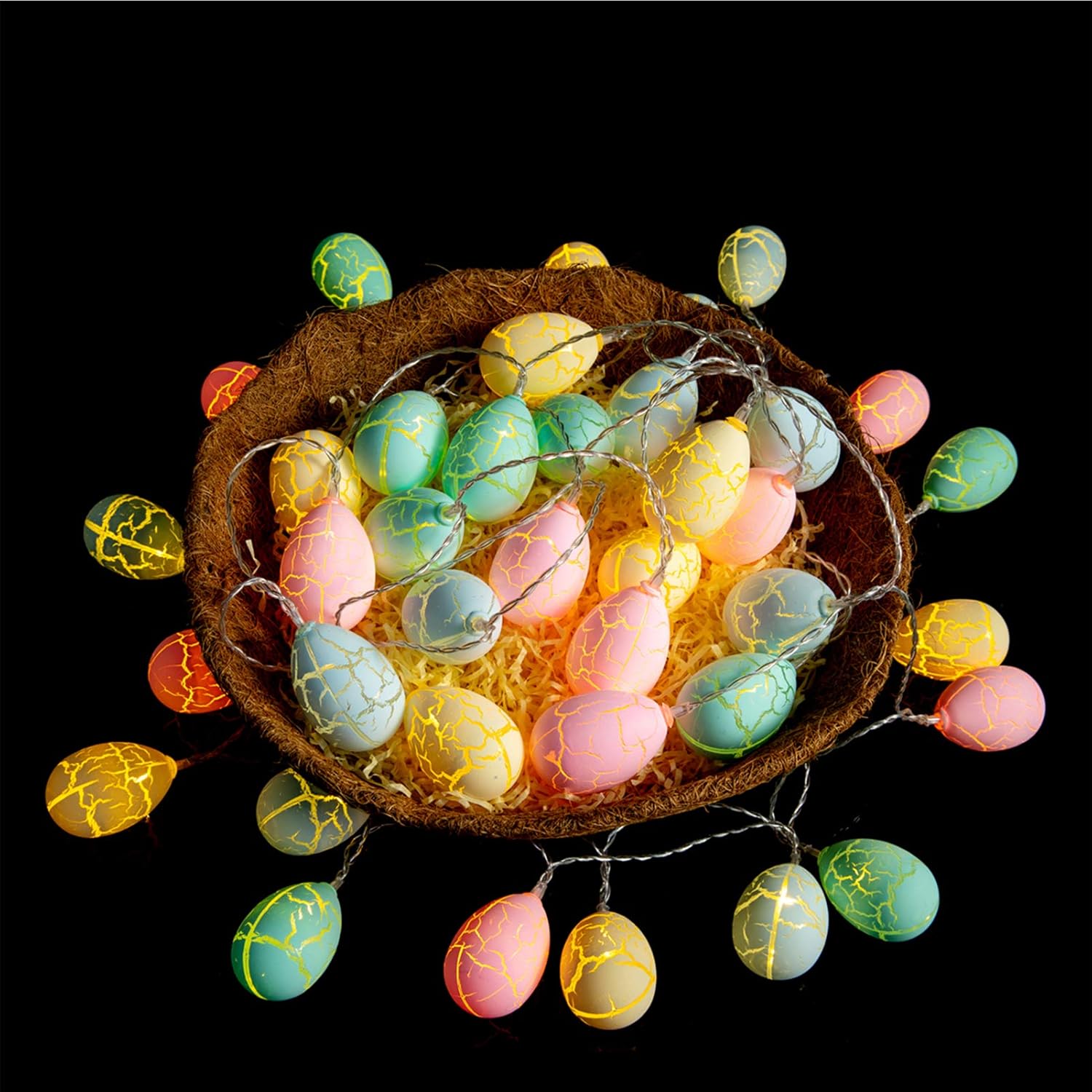 ANPHSIN Crack Eggs Easter String Light 19.6 ft 40 EggShaped LEDs