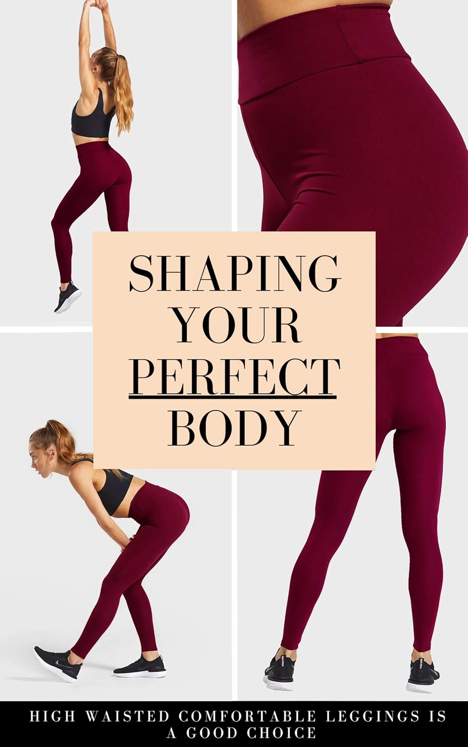 CAMPSNAIL High Waisted Workout Leggings for Women - Soft Athletic Tummy Control Yoga Pants Pack Tights for Running Cycling : Clothing