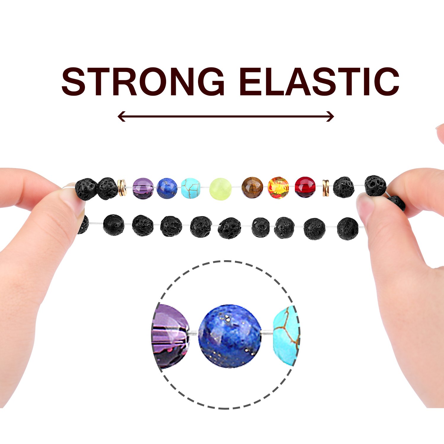Energy Stone Beads Bracelet,Lava Rock Stone Unisex Bracelets 7 Multicolors Gemstone Chakra Healing Bead Bangle Gift for Women Gifts