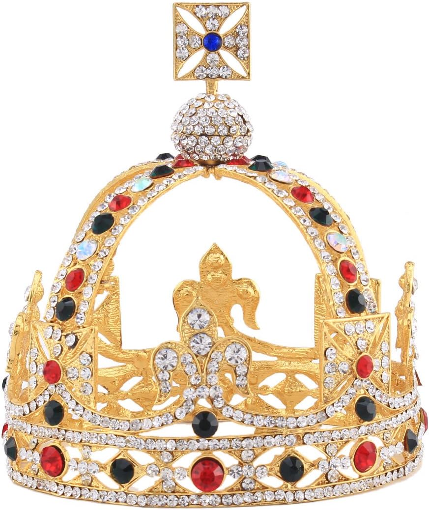 HerZii Vintage Gold Wedding Crown Alloy Bridal Tiara Baroque Queen King Crown