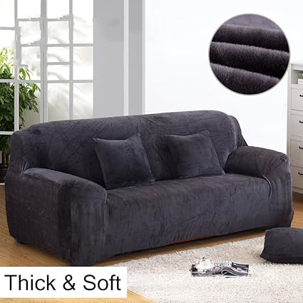Thick Sofa Covers 1 2 3 4 Seater Pure Color Sofa Protector Velvet