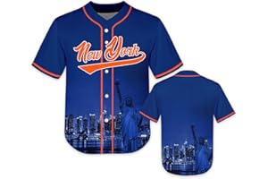FANS4US Kids Baseball City Night Skyline Jersey Shirt Printing Apparel for Boy Girl Fans Uniform Gifts Toddler 4-7 Youth 8-20 Years