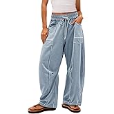 Barrel Sweatpants Women High Waisted Wide Leg Pants Drawstring Athletic Baggy Lounge Palazzo Trousers with Pockets