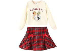 Harry Potter Girls Clothes Gryffindor Hogwarts Hedwig Owl Sweatshirts and Plaid Skirt Clothing Sets Outfits Red for Birthday
