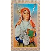 St Dymphna Prayer Card With Medal Pendant Charm Patron Saint Catholic Christian