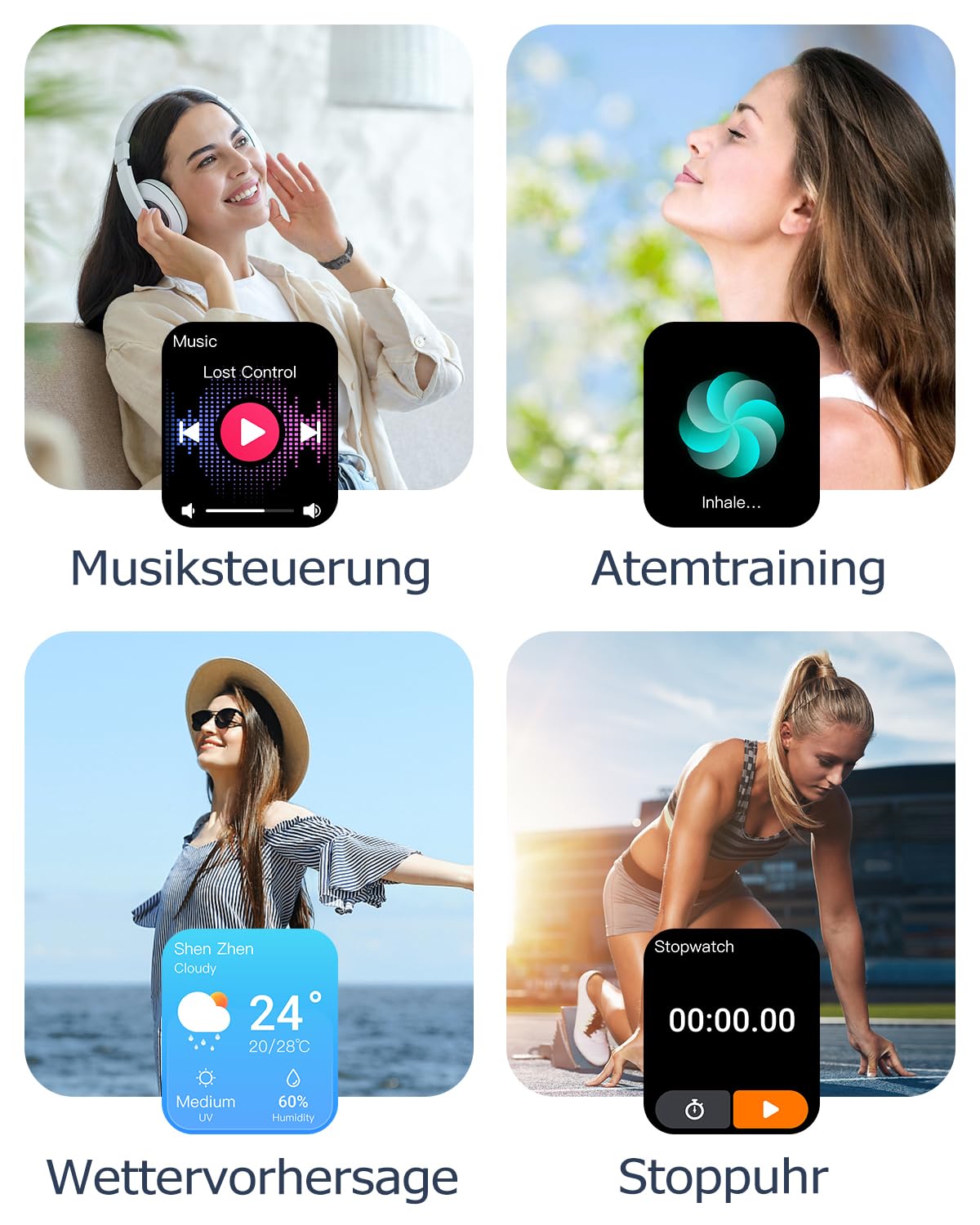 GRV Smartwatch Damen Herren mit Telefonfunktion,1.85" HD Fitnessuhr mit 24/7 SpO2 Herzfrequenz Schlafmonitor Schrittzähler KI-Sprachsteuerung 100+ Sportmodi,IP68 Wasserdicht für iOS Android Handy 7