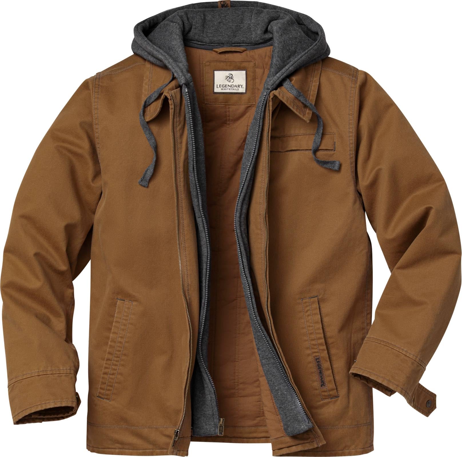 Legendary Whitetails Mens Casual Coat with Hood Waxed Cotton Water Resistant, Barley, LT Image