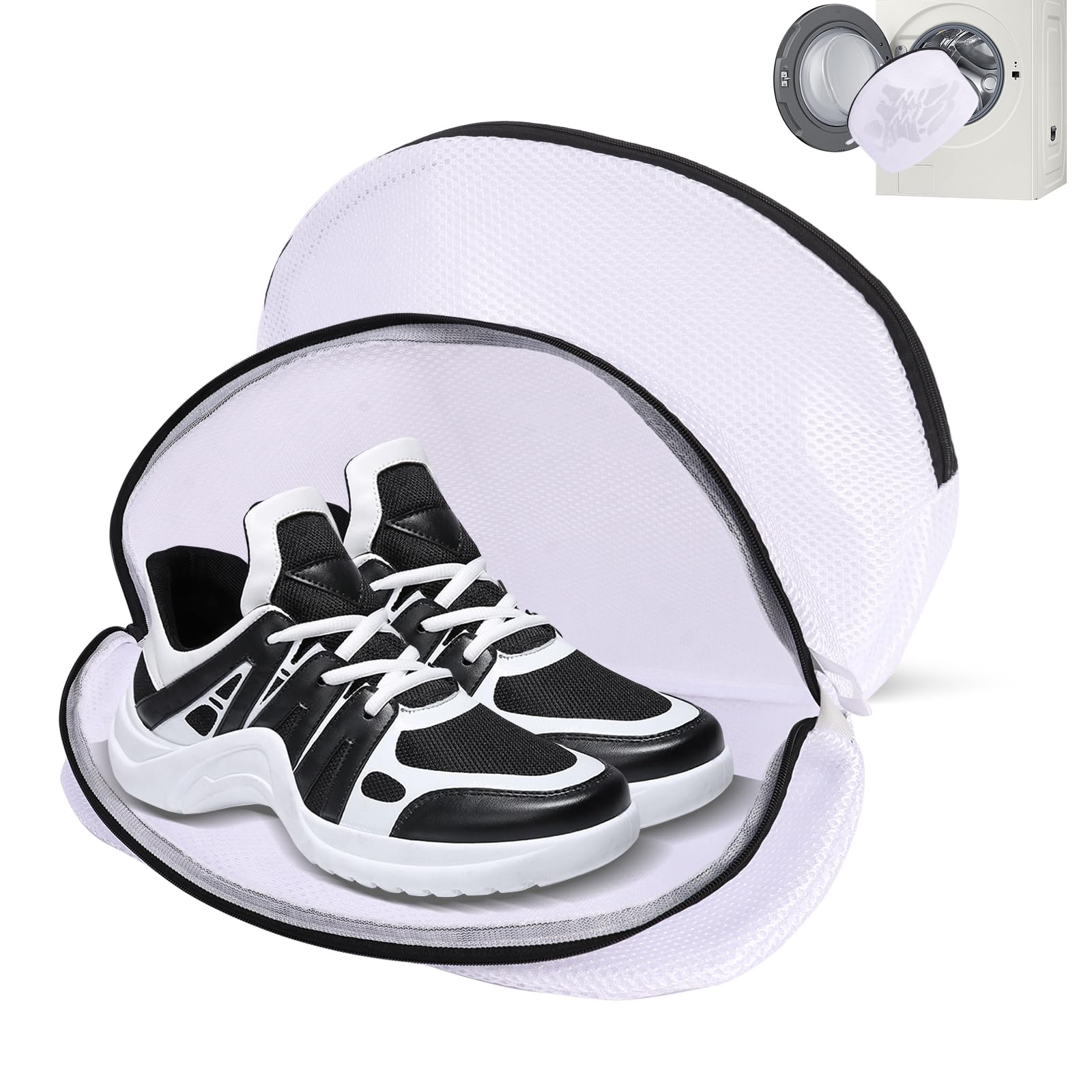 Iridsmole 2Pcs Shoes Washing Machine Bags, Shoe Laundry Bags for Washing Machine, Mesh Wash Bags with Durable Zipper, Reusable Washing Bags for Sneaker or Trainer, Protective Washing Bag for Delicates